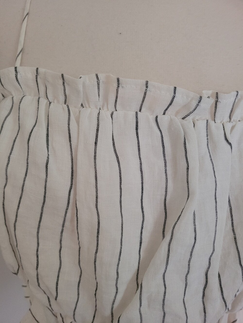 The Impeccable Pig Women's Linen Striped Cropped Camisole Top - White/Black - Picture 3 of 10